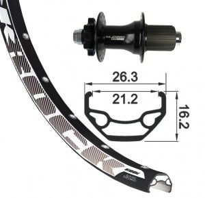 XLC roue ARR 27.5" XLC 6 tr.nr, axe 12 32t RodiBlack Rock DISK nr, rayons inox(nr)